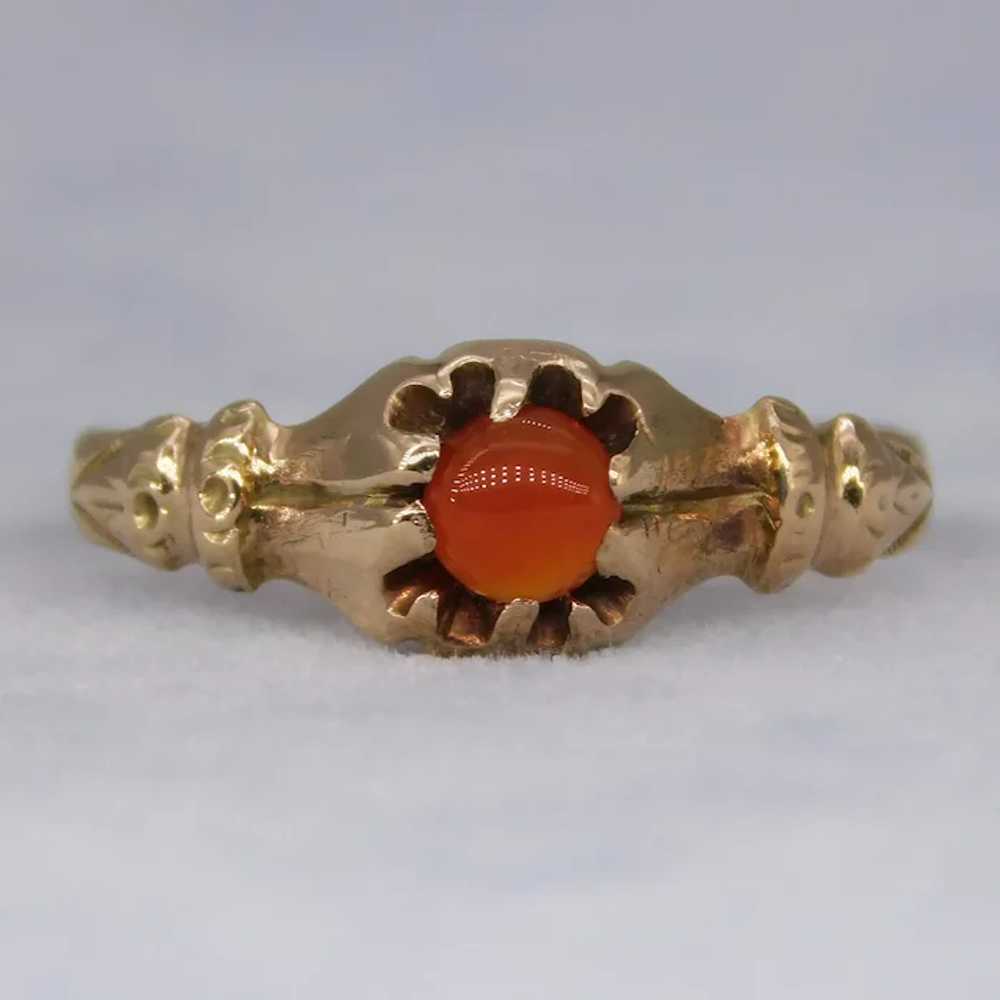 Antique 14K Yellow Gold Carnelian Cabochon Band R… - image 9
