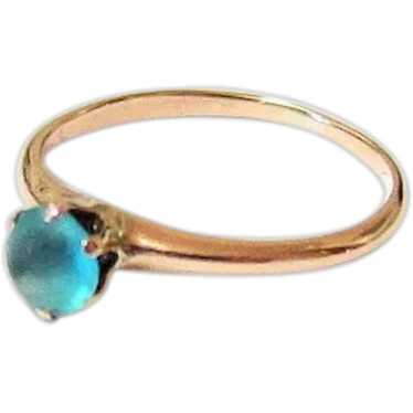 Antique 10K Rose Gold Saphiret Glass Ring