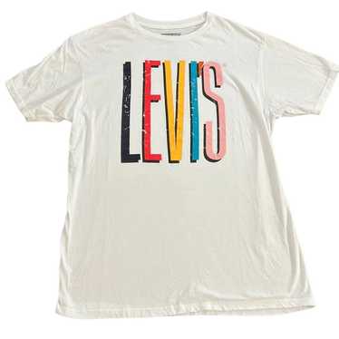 LEVI'S Mens White with Colorful Letters Short Slee
