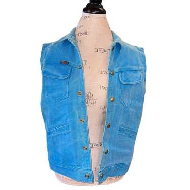 Sasson 1980's Vintage Denim Teal Blue Vest  Style 