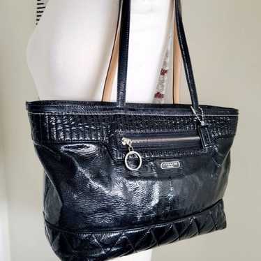 Coach black shoulder tote bag patent leather