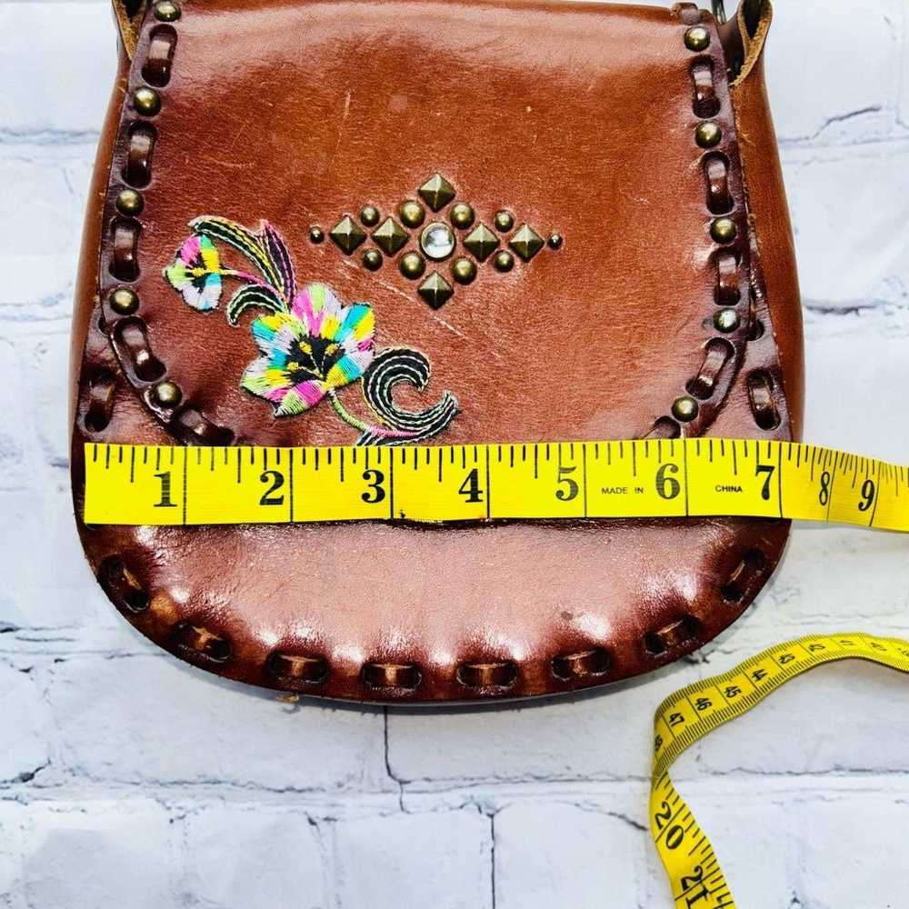 Vintage Hand Tooled Leather Hippie Boho Style Pur… - image 9