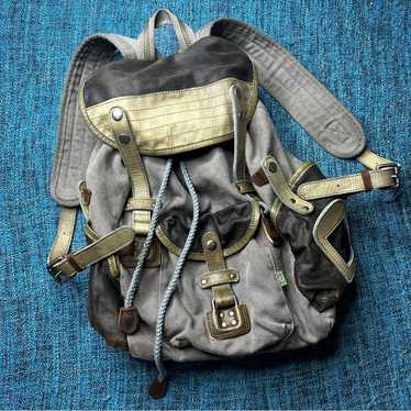 TSD Brand Tapa Canvas and Leather Backpack Brown … - image 1