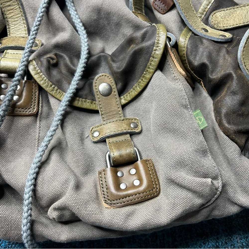 TSD Brand Tapa Canvas and Leather Backpack Brown … - image 2