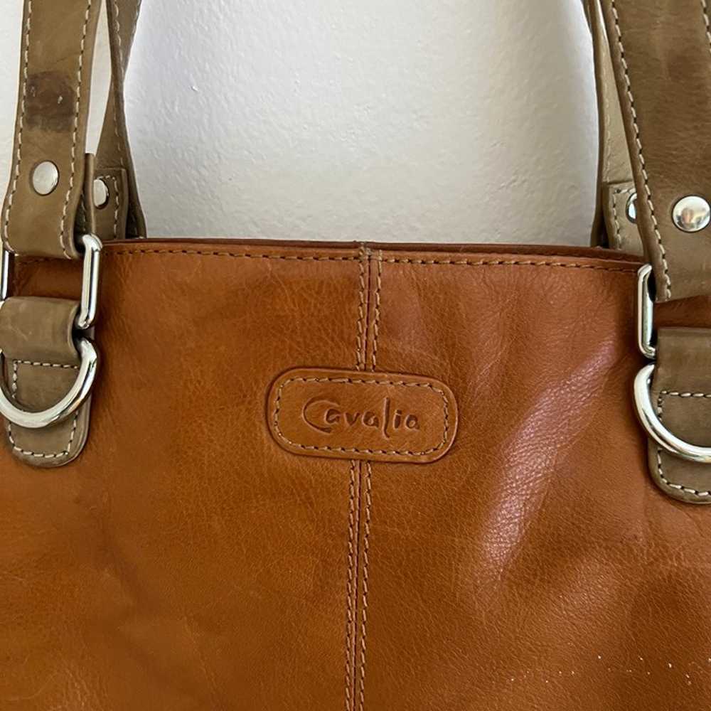Vintage Genuine Leather bag, Brown cognac leather… - image 2