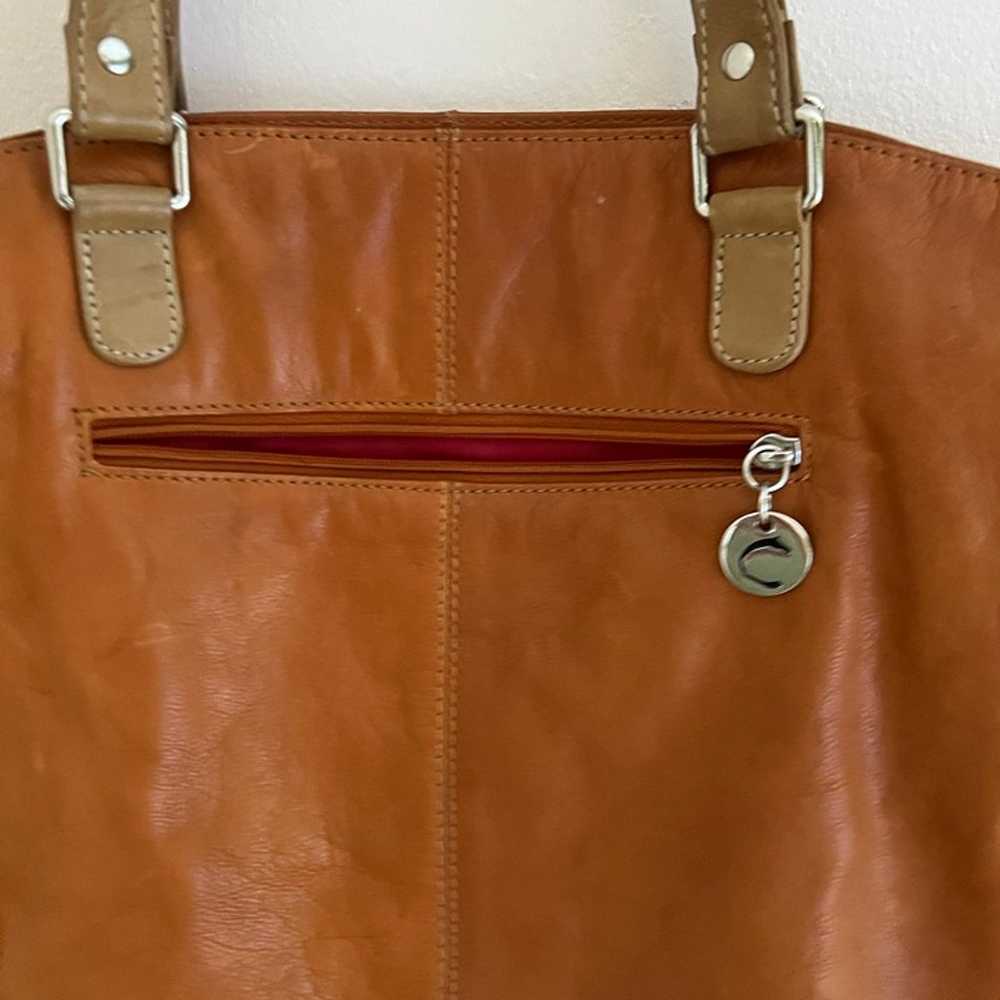 Vintage Genuine Leather bag, Brown cognac leather… - image 3
