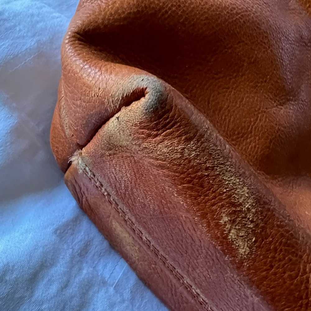 Vintage Genuine Leather bag, Brown cognac leather… - image 5