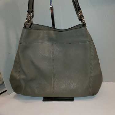 COACH LARGE GREY LEATHER 3 COMPARTMENT SAT… - image 1