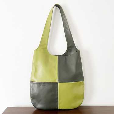 Furla bicolor green gray leather shoulder bag vint