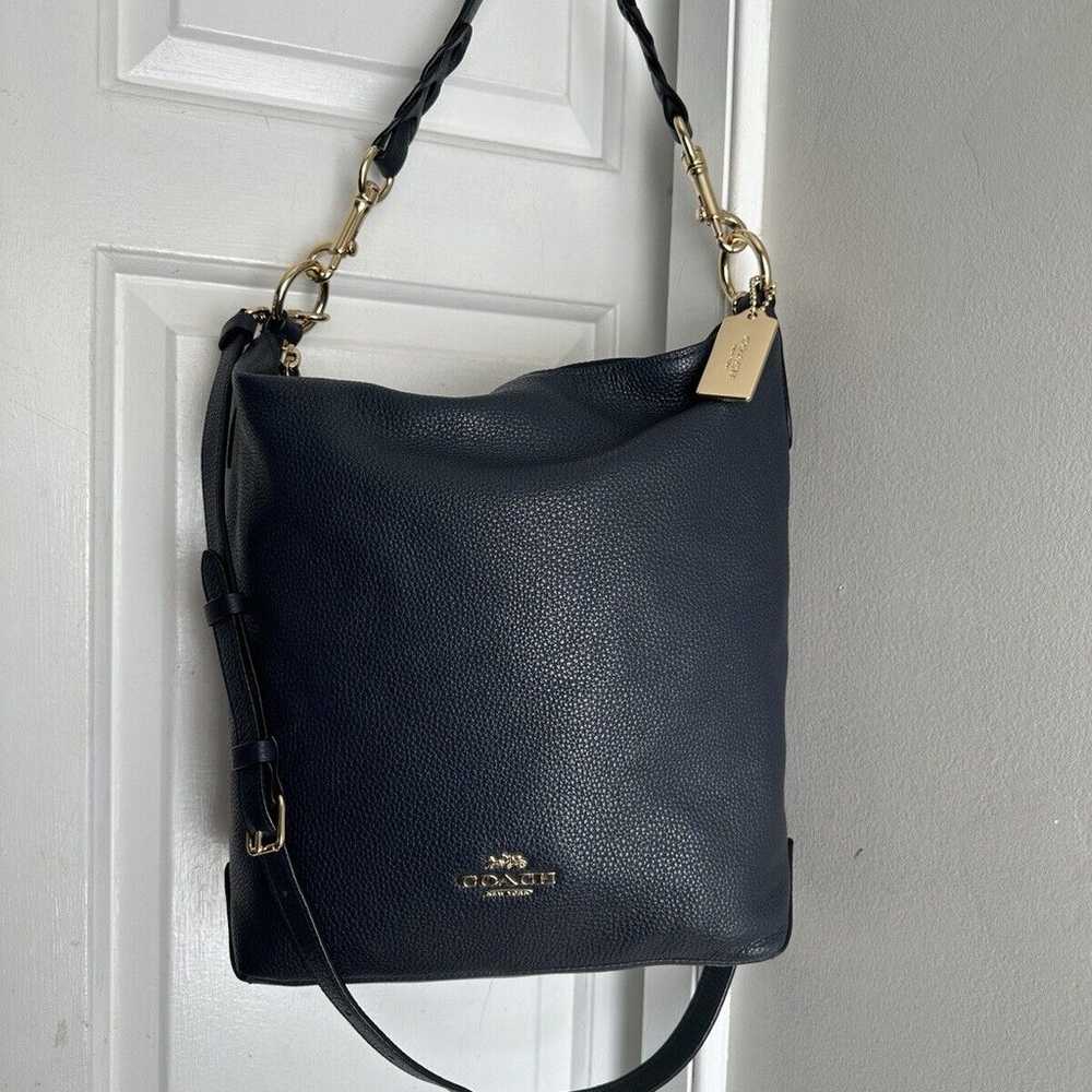 Coach Abby Duffle Navy Blue Pebbled Leather Conve… - image 1