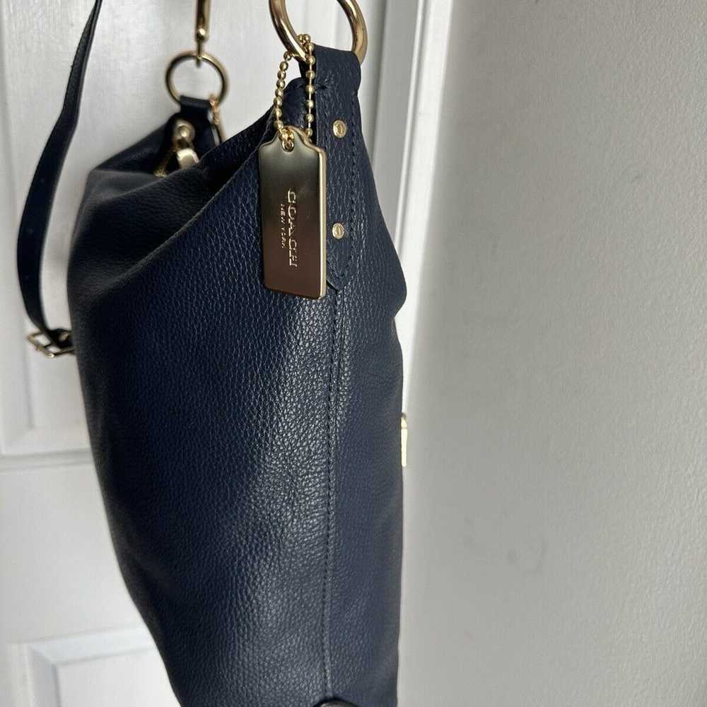Coach Abby Duffle Navy Blue Pebbled Leather Conve… - image 2