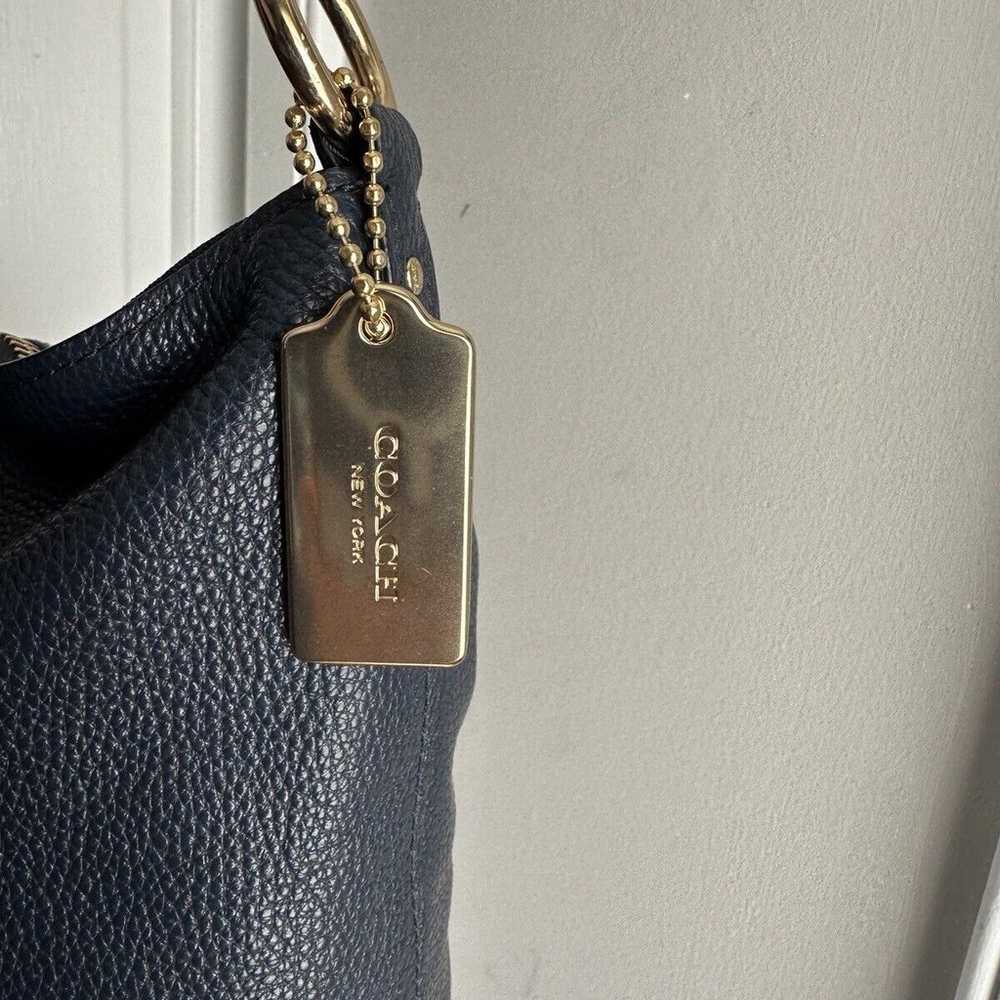 Coach Abby Duffle Navy Blue Pebbled Leather Conve… - image 3
