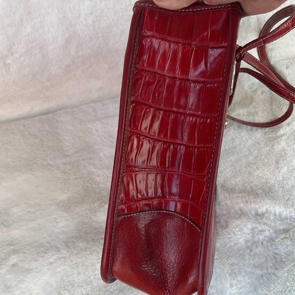 EUC Brighton Vintage Croc Leather Red Shoulder Ba… - image 6