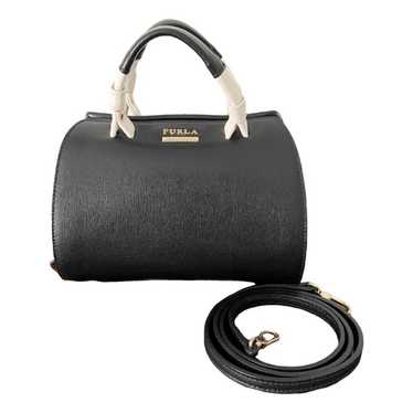 Furla black and white leather small satchel bag