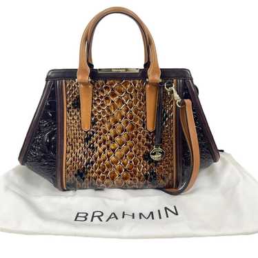 Brahmin Arden Satchel Bag Purse Leather Croc Embo… - image 1