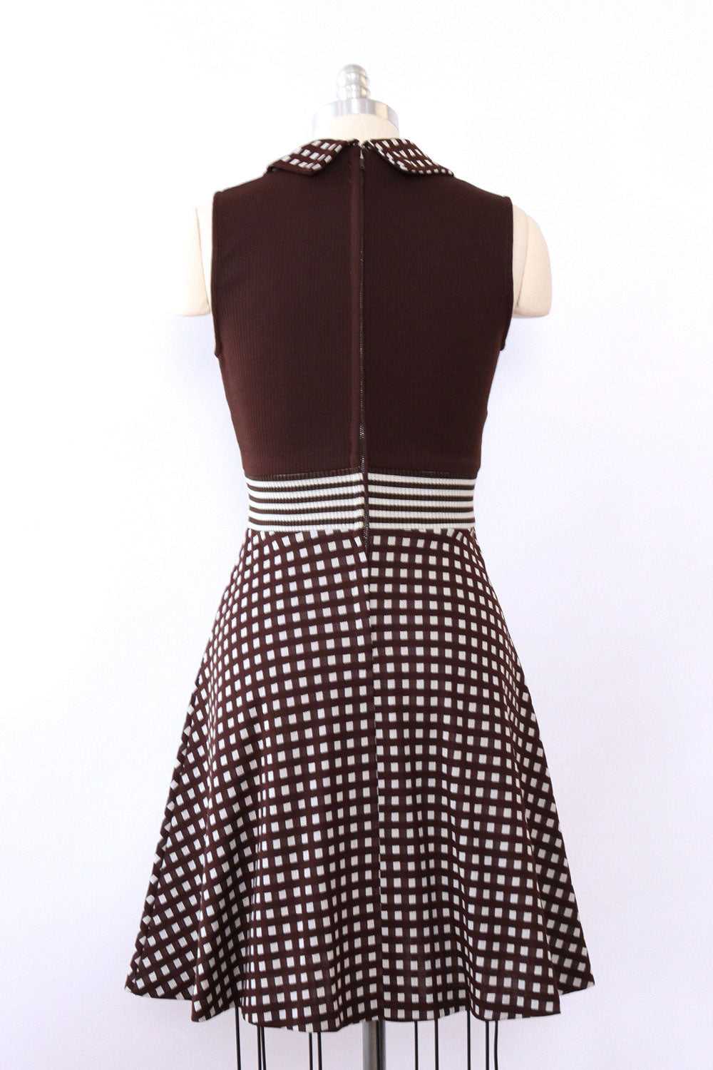 Checkered Chocolate Dress and Jacket Ensemble S/M - image 4