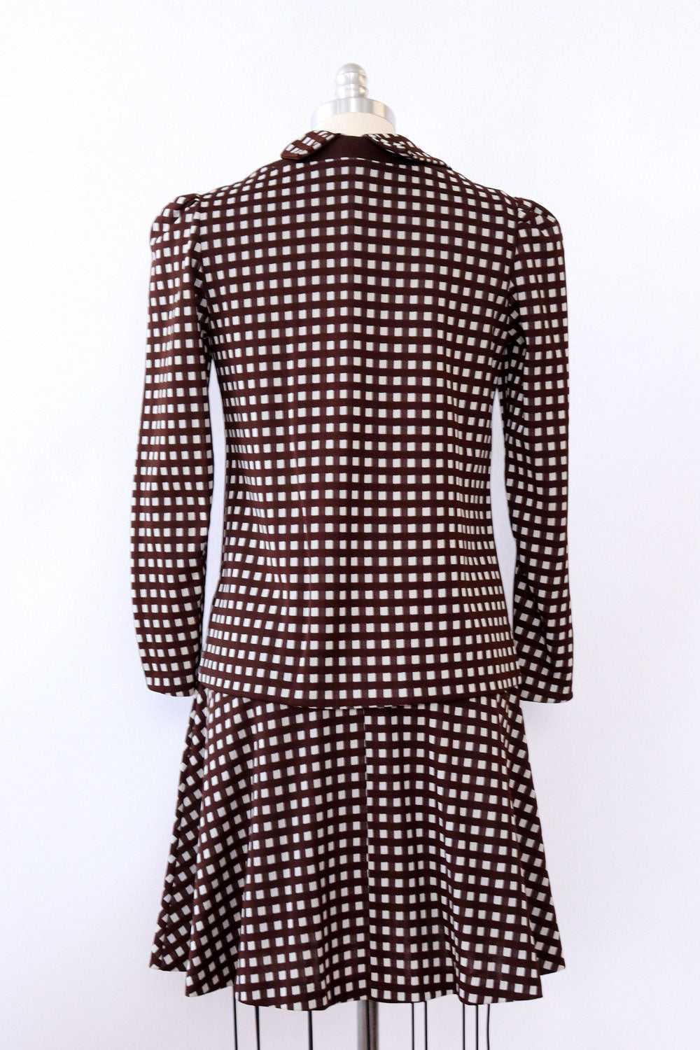 Checkered Chocolate Dress and Jacket Ensemble S/M - image 6