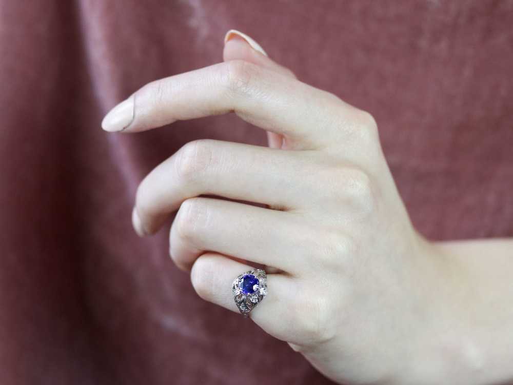 Art Deco Sapphire and Diamond Cocktail Ring - image 10