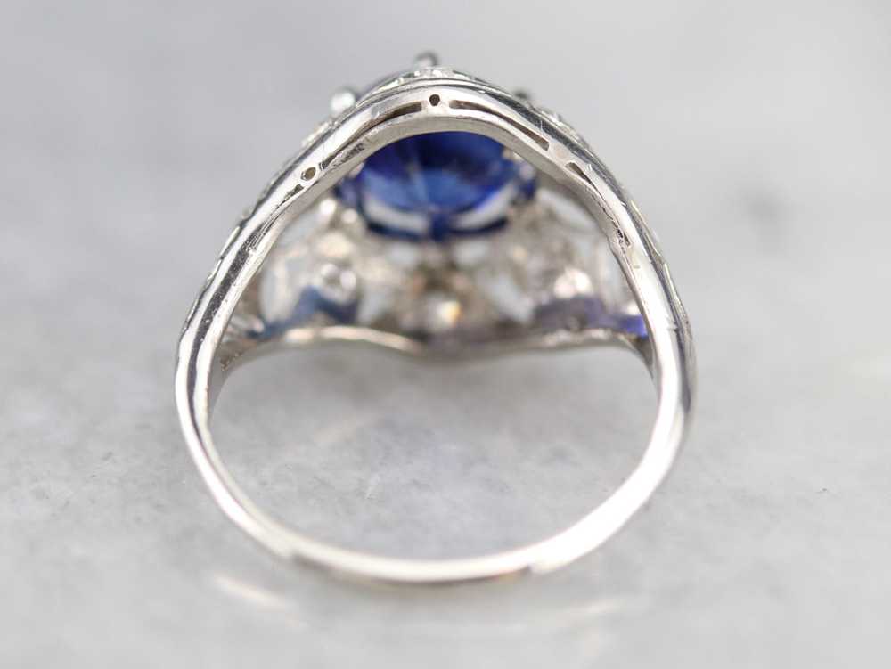 Art Deco Sapphire and Diamond Cocktail Ring - image 5