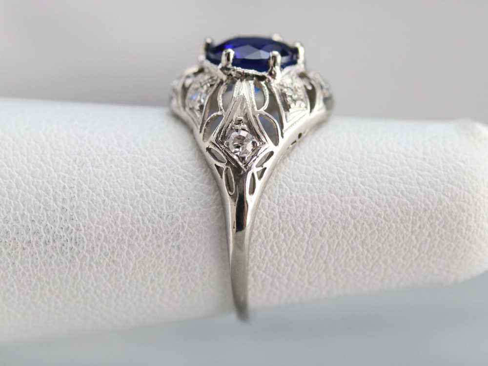 Art Deco Sapphire and Diamond Cocktail Ring - image 9