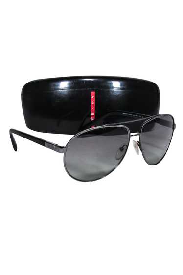 Prada - Grey Gunmetal Aviator Sunglasses