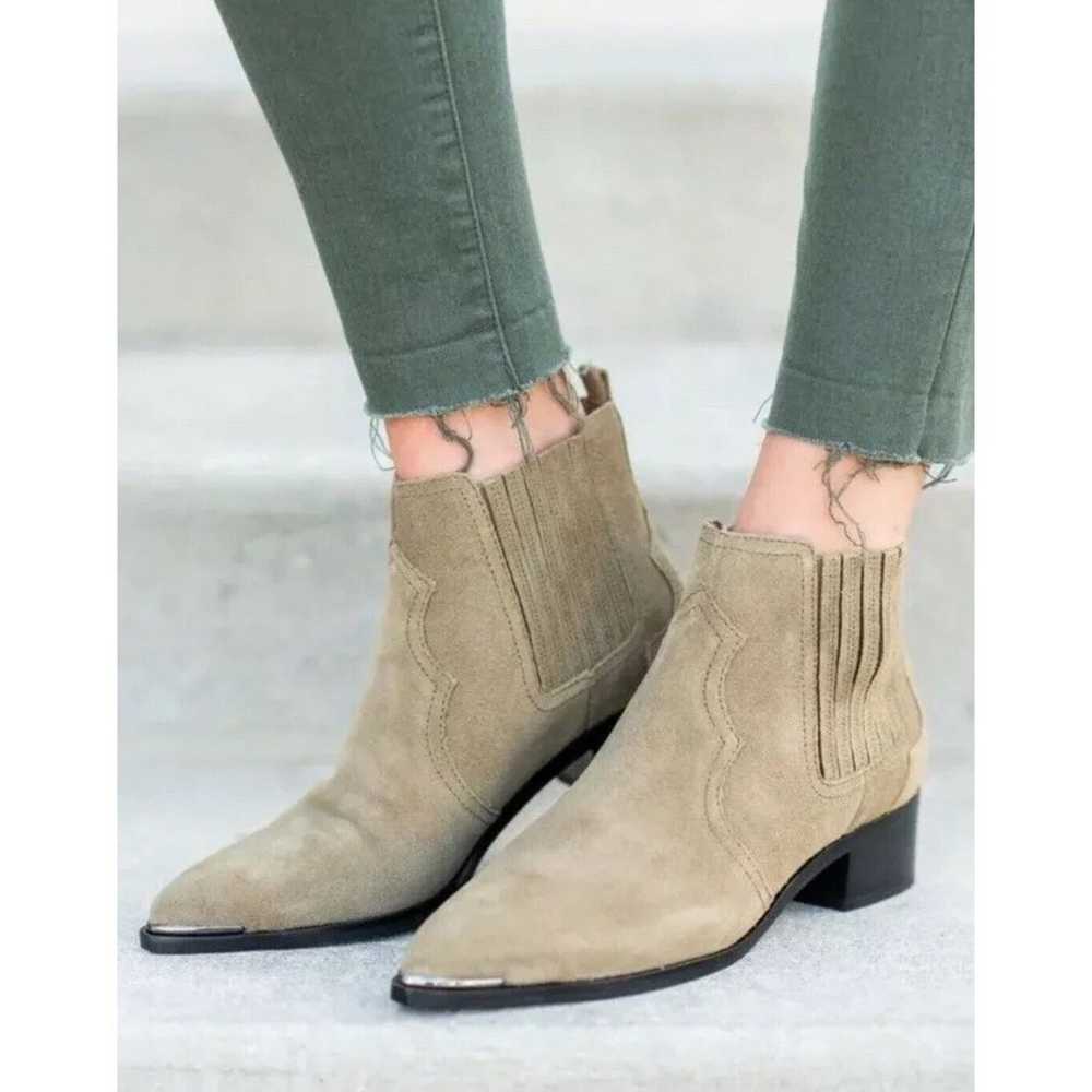 Marc Fisher Yohani Light Green Suede Taupe Bootie… - image 1