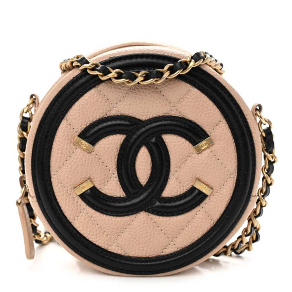 CHANEL Caviar Quilted Round Filigree Crossbody Be… - image 1