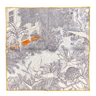 HERMES Silk Faubourg Tropical Scarf 45 Anthracite 