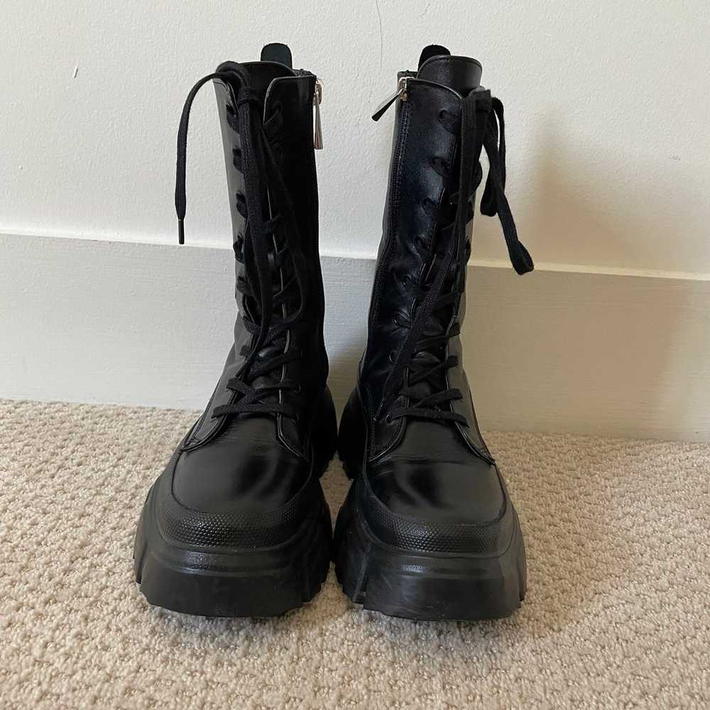 ZARA laced genuine leather combat boots size 6.5 - image 7