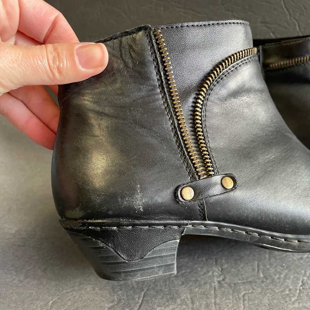 Rieker Black Leather Zip Detail Booties 38 US 7 - image 4