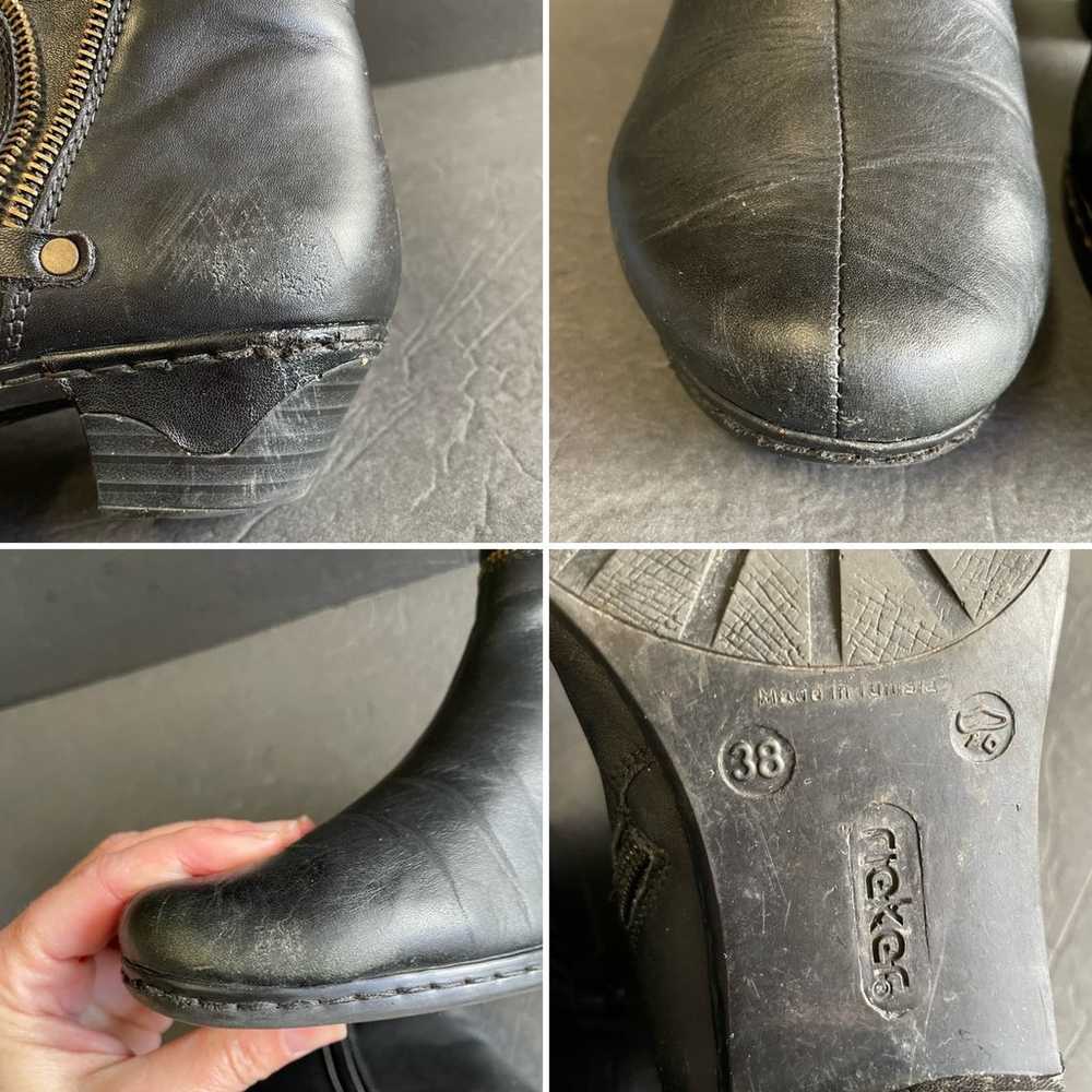 Rieker Black Leather Zip Detail Booties 38 US 7 - image 9