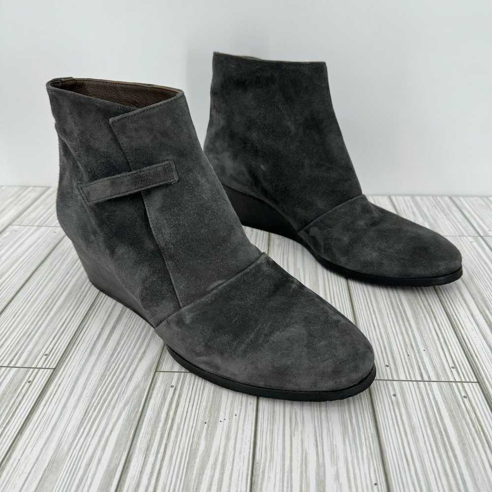 Coclico wedge ankle boots gray suede leather hook… - image 2