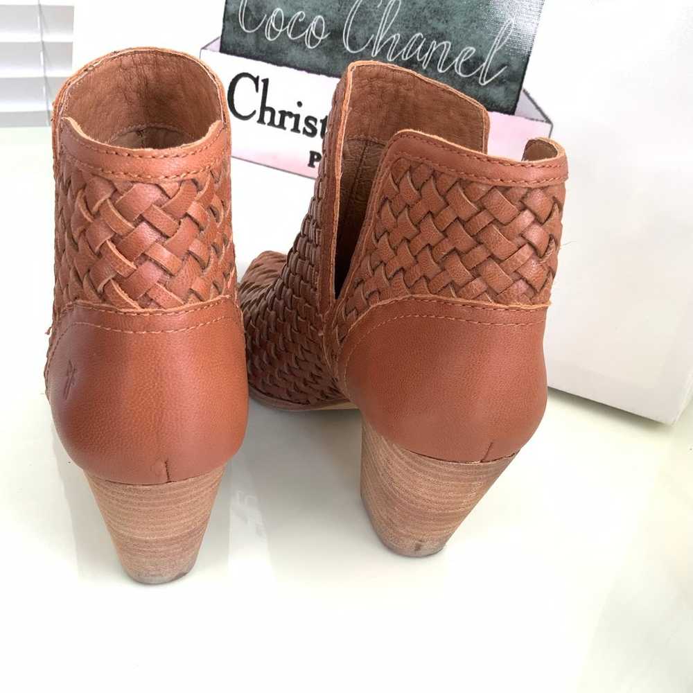 Frye Reed Cut Out Woven Bootie Cognac - image 4