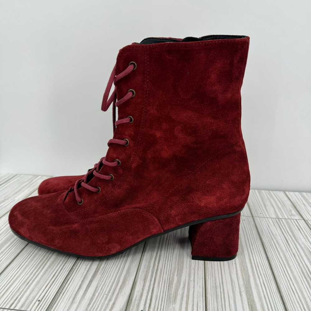 Eric Michael red suede leather lace up zip ankle … - image 2