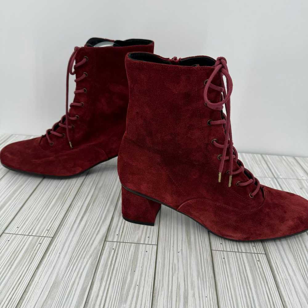 Eric Michael red suede leather lace up zip ankle … - image 6