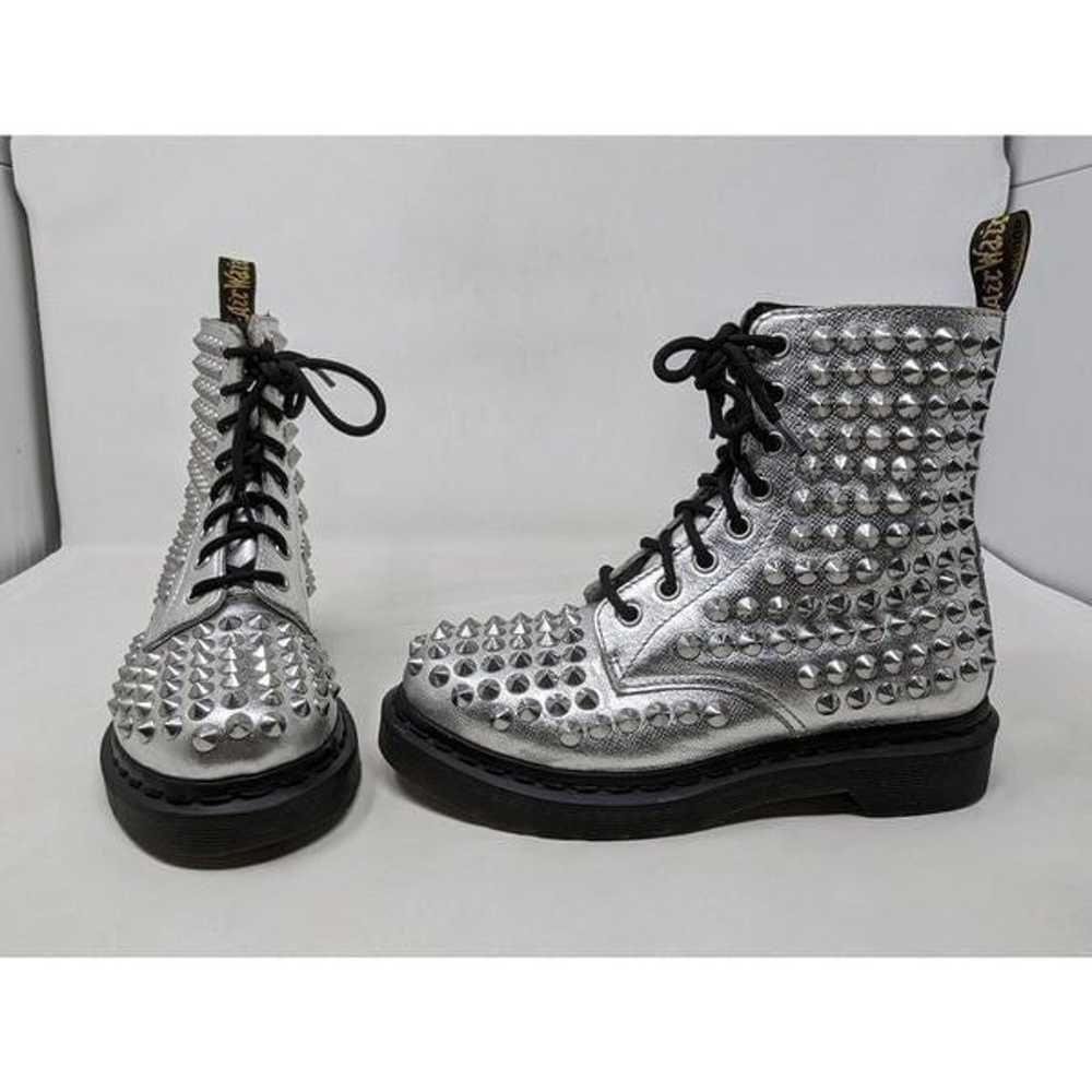 DR. MARTENS SPIKE 1460 8 HOLE SILVER SPIKED BOOTS… - image 1
