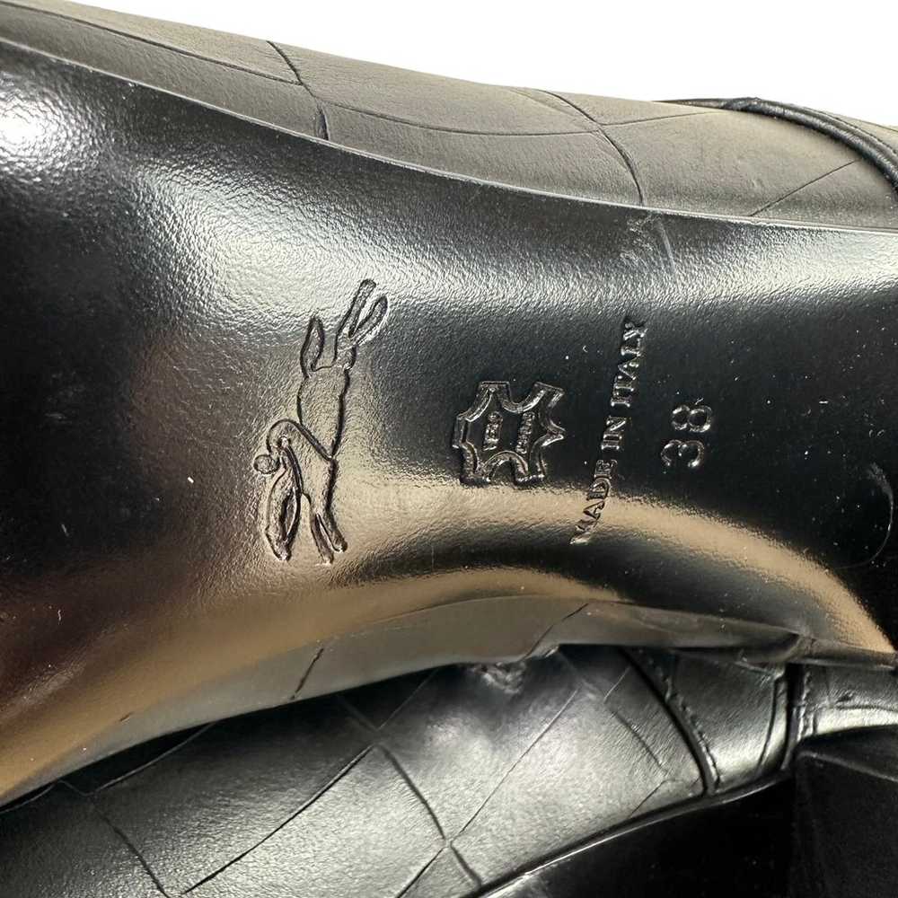 Longchamp Black Crocodile Leather Print Heeled An… - image 7