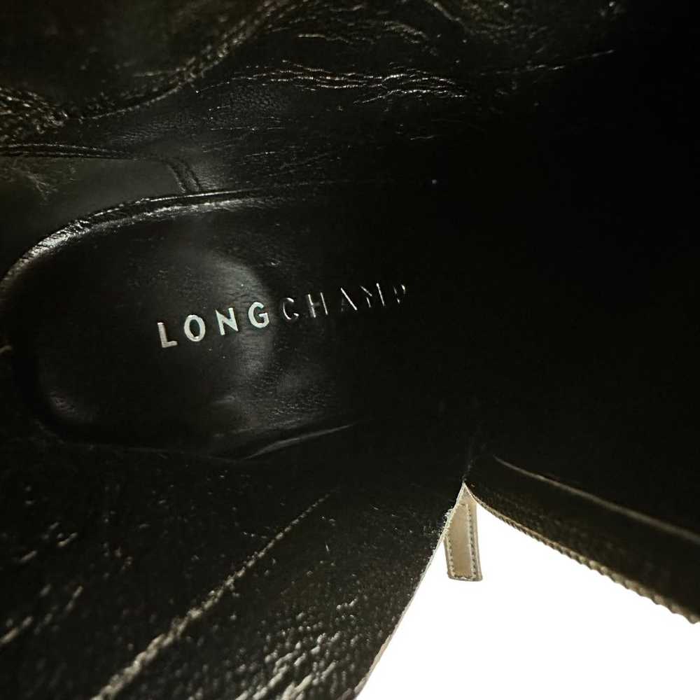 Longchamp Black Crocodile Leather Print Heeled An… - image 8