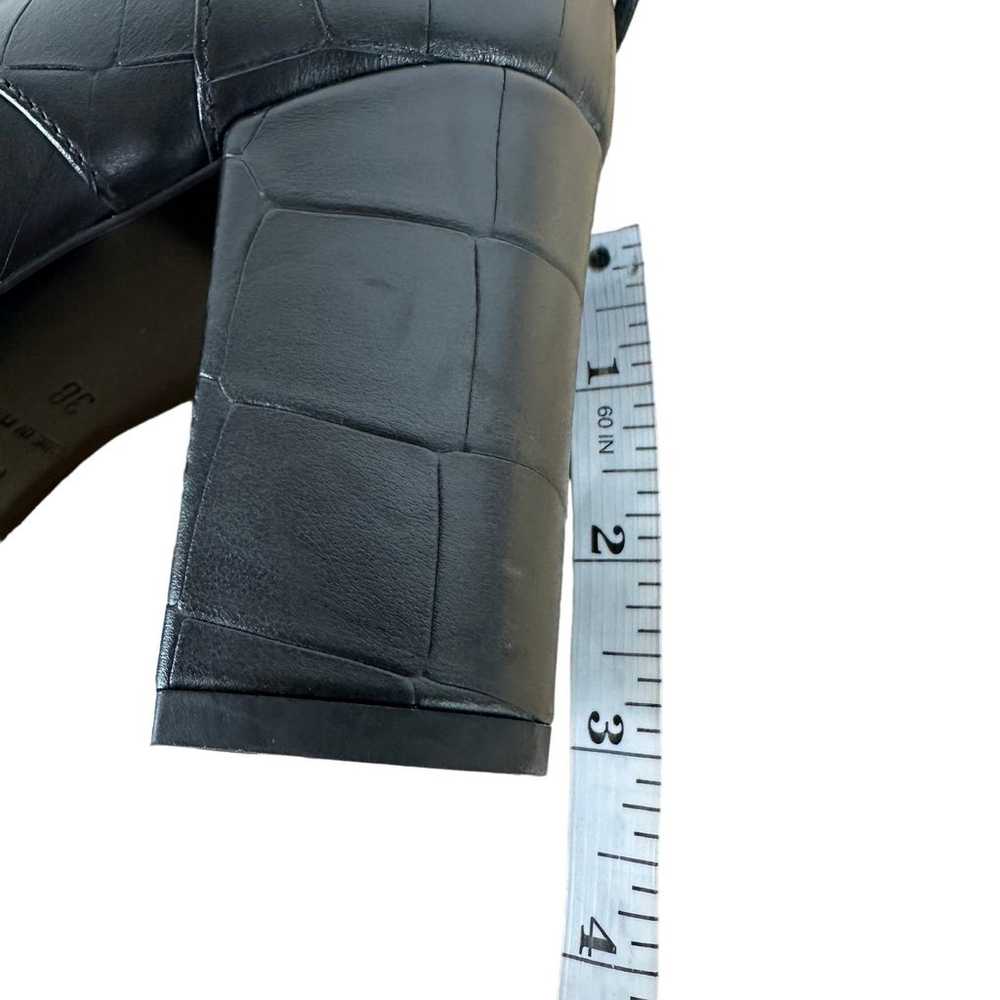 Longchamp Black Crocodile Leather Print Heeled An… - image 9