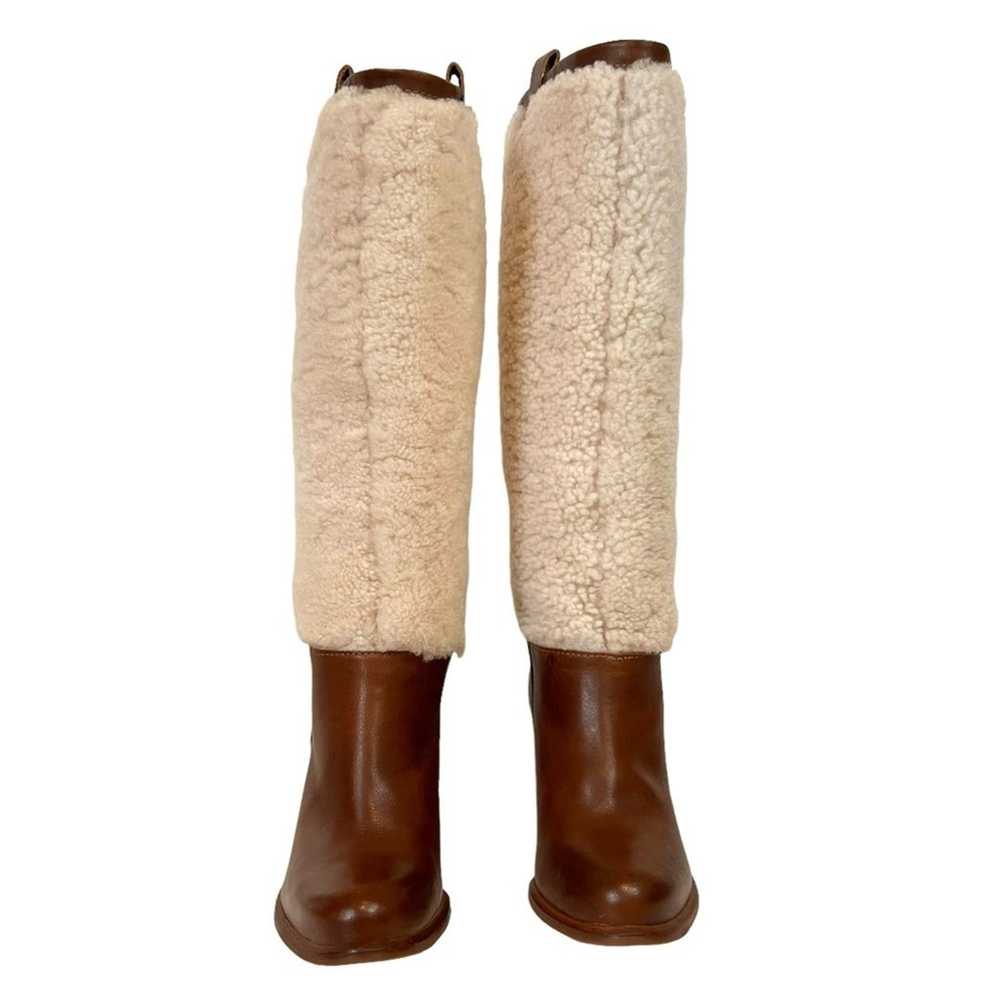 Ugg Ava Shearling Heeled Knee High Brown Leather … - image 3