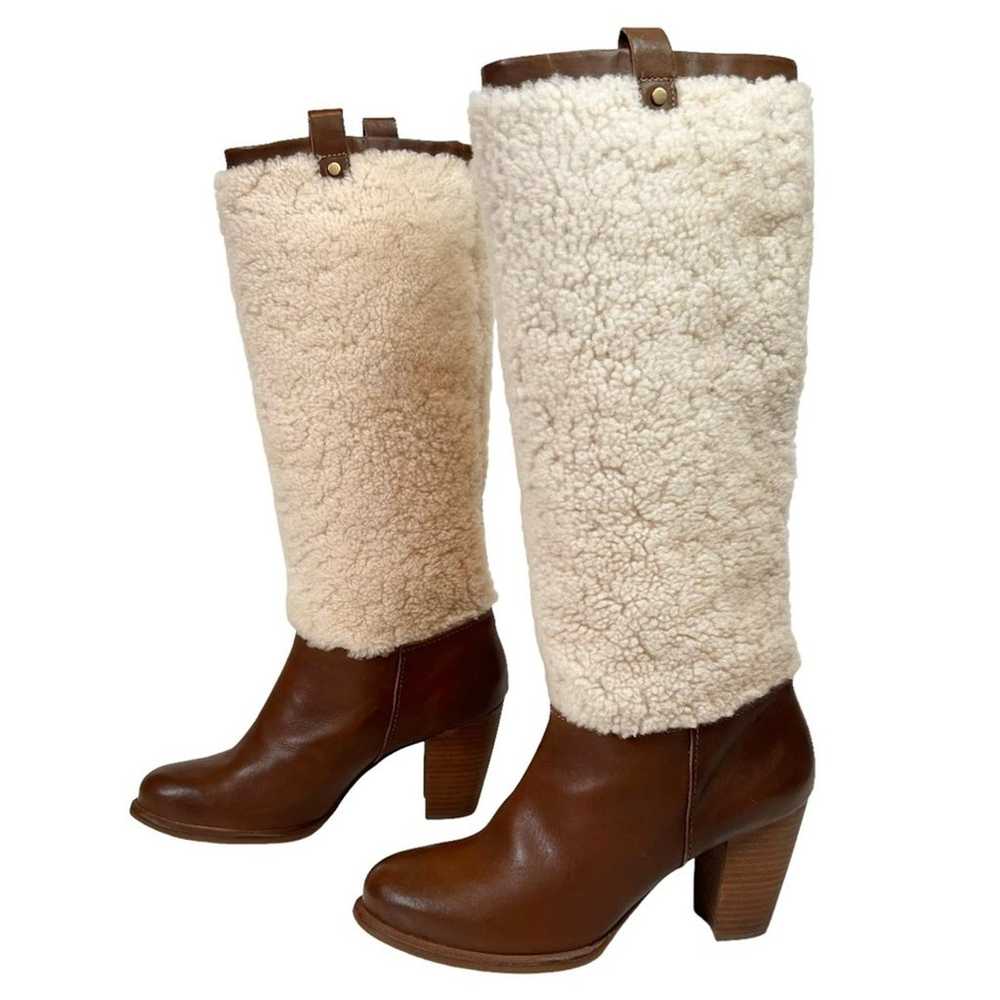 Ugg Ava Shearling Heeled Knee High Brown Leather … - image 7