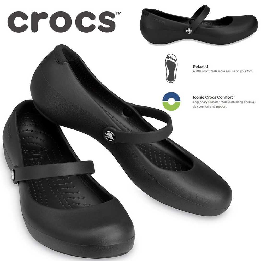 crocs alice work flat in black, women’s size 7 ! - image 2