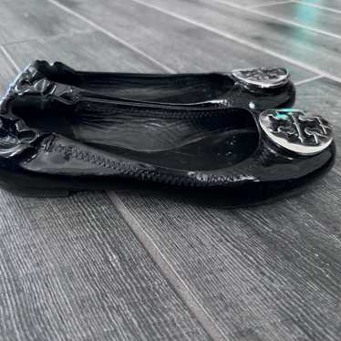 Tory Burch Reva Ballet Flats Black Leather Slip O… - image 1