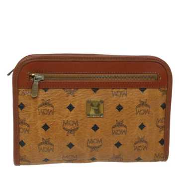 MCM Visetos Stark Brown Canvas Clutch Bag Authenti
