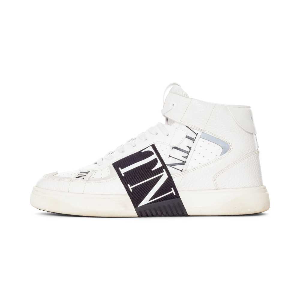 White and Black VL7N Web Logo Mid-Top Sneakers Me… - image 4