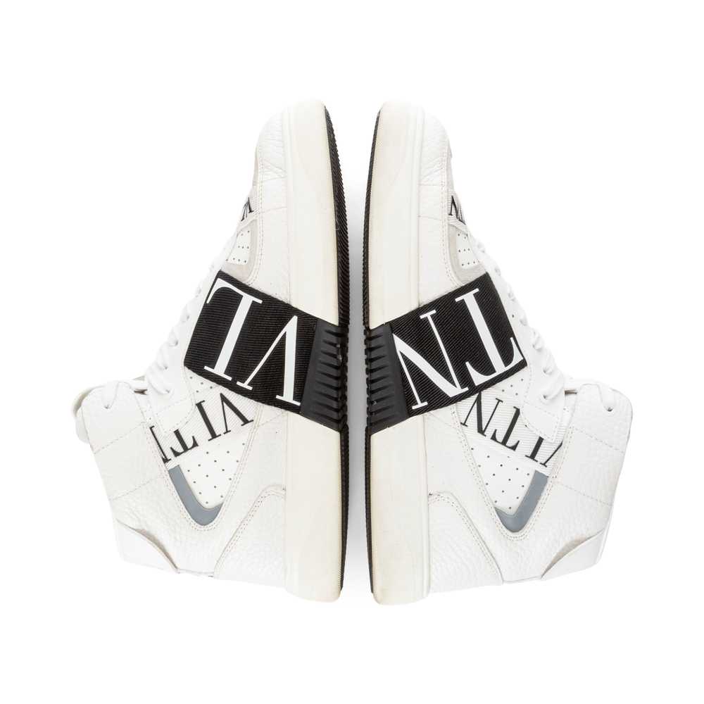 White and Black VL7N Web Logo Mid-Top Sneakers Me… - image 5