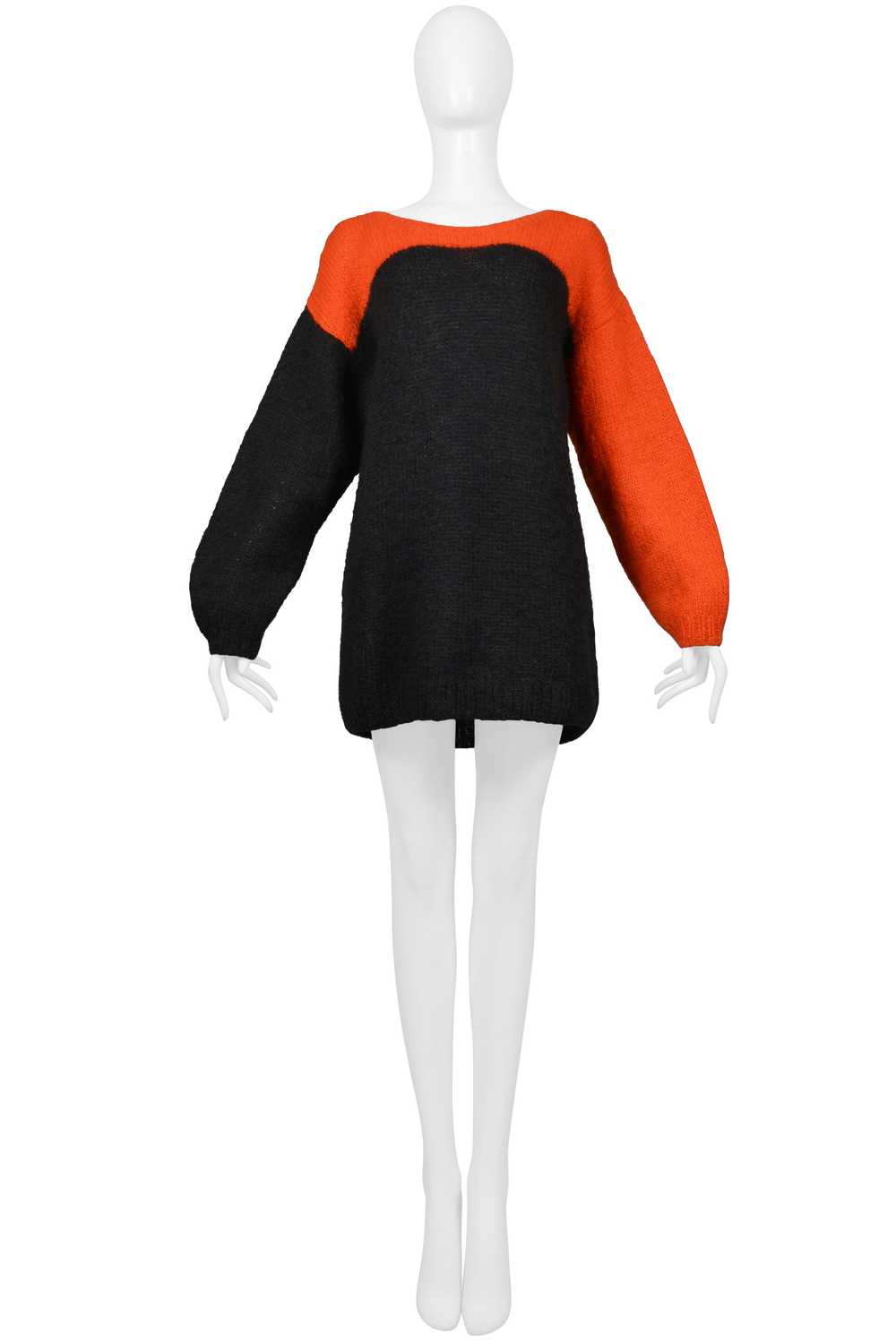 STEPHEN SPROUSE UNISEX BLACK & RED ORANGE MOHAIR … - image 3