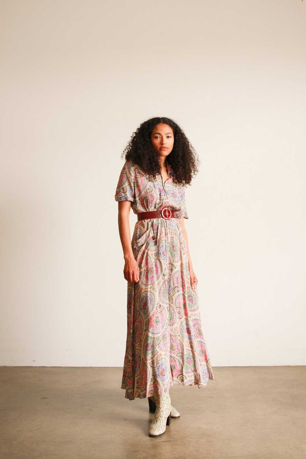 1940s Floral Print Cold Rayon Dressing Gown - image 1