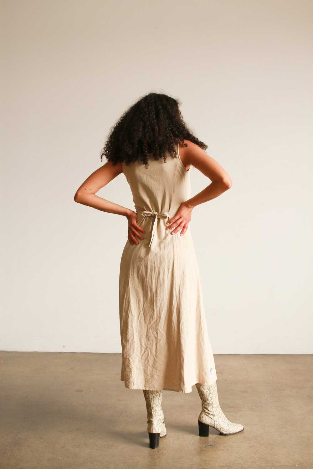 1980s Beige Raw Silk Button Up Dress - image 5