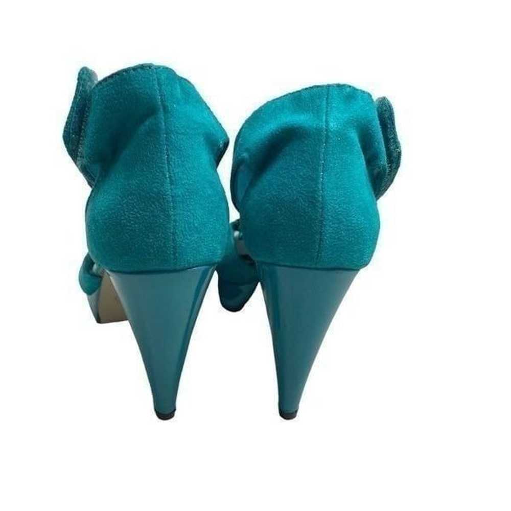 CATO Turquoise Ruffle Strap Hook & Loop Peep Toe … - image 2